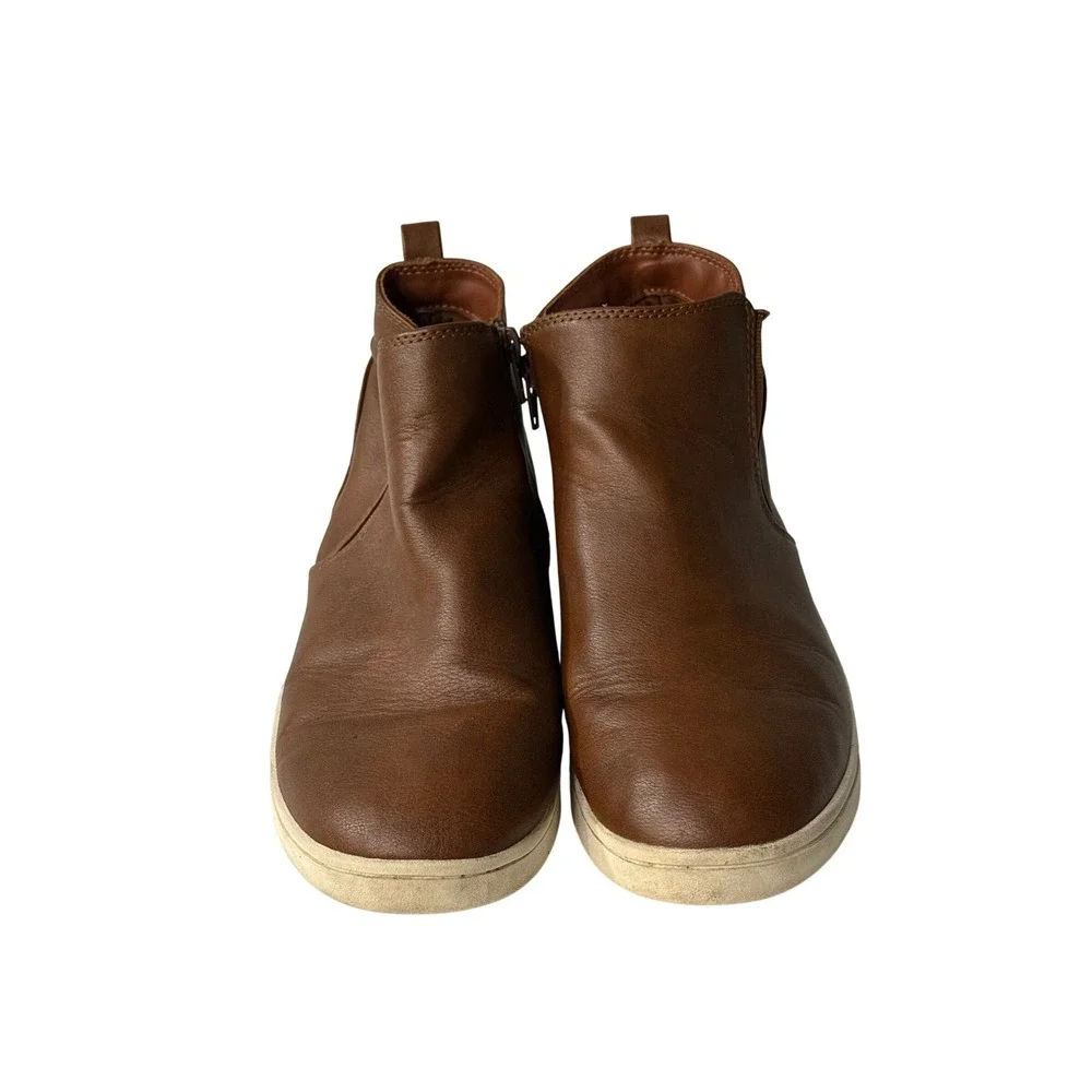 Cat & Jack‎ Kids Brown Faux Leather Side Zip Ankle Boots Size 5 Brown Chelsea